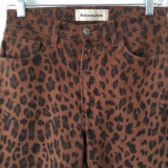 Reformation Liza High Rise Denim Jeans Leopard 26 - Picture 6 of 8